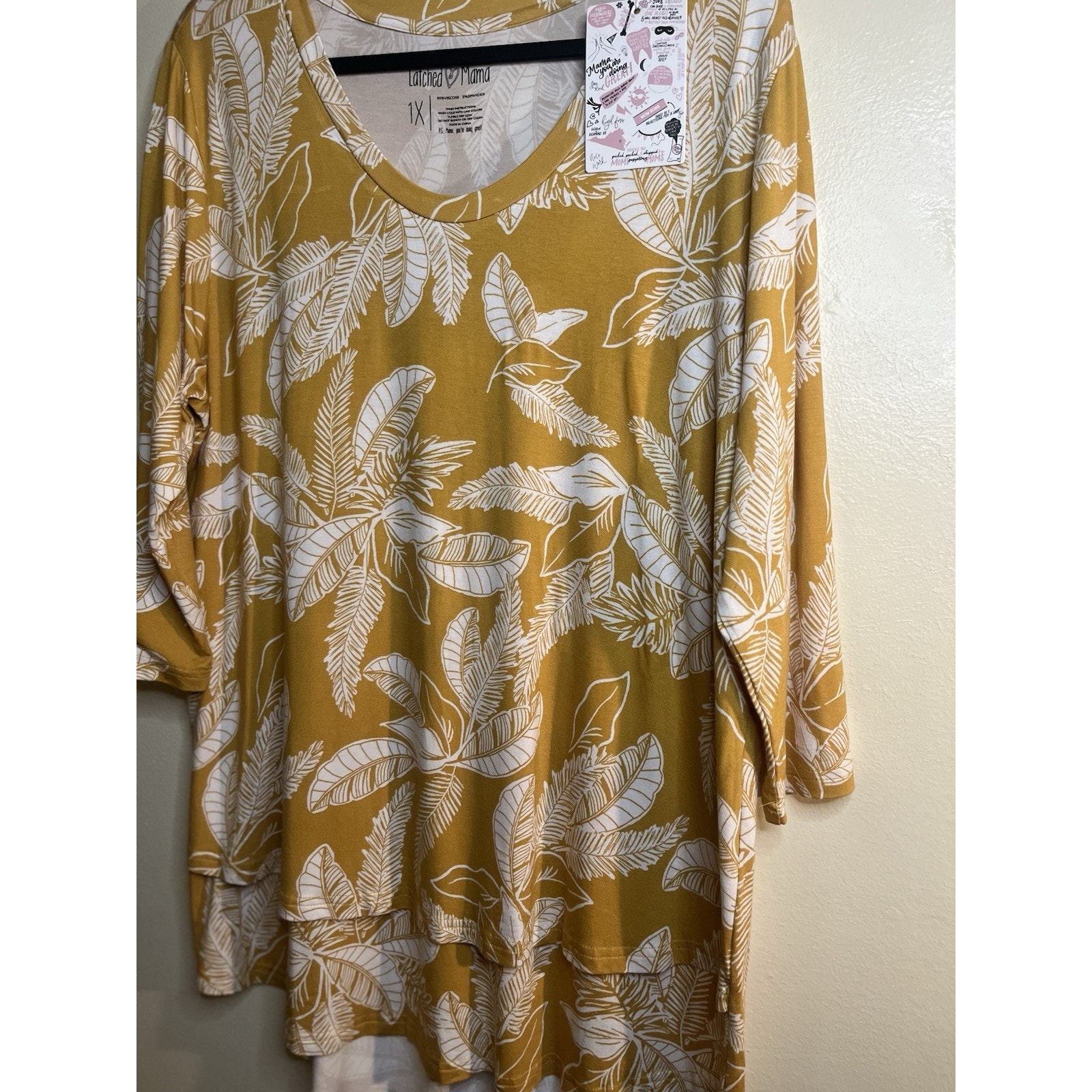 Nwt Latched Mama Blouse Size Xl Mustard Nursing Layered Tiered Boho Boutique — image 4 of 8